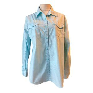 White Stag Light Blue Button Down Long Sleeve Blouse (600-2)